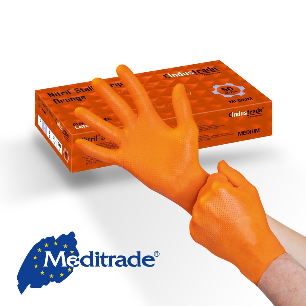 MEDITRADE NITRIL STELLARGRIP ORANGE Einmal-Schutzhandschuhe